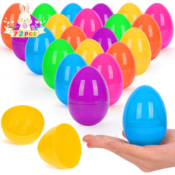Kafka 72 Pcs Plastic Easter Eggs, 3.15'' Fillable Easter Eggs For Easter Hunt, Basket Stuffers Fillers, Classroom Prize Supplies