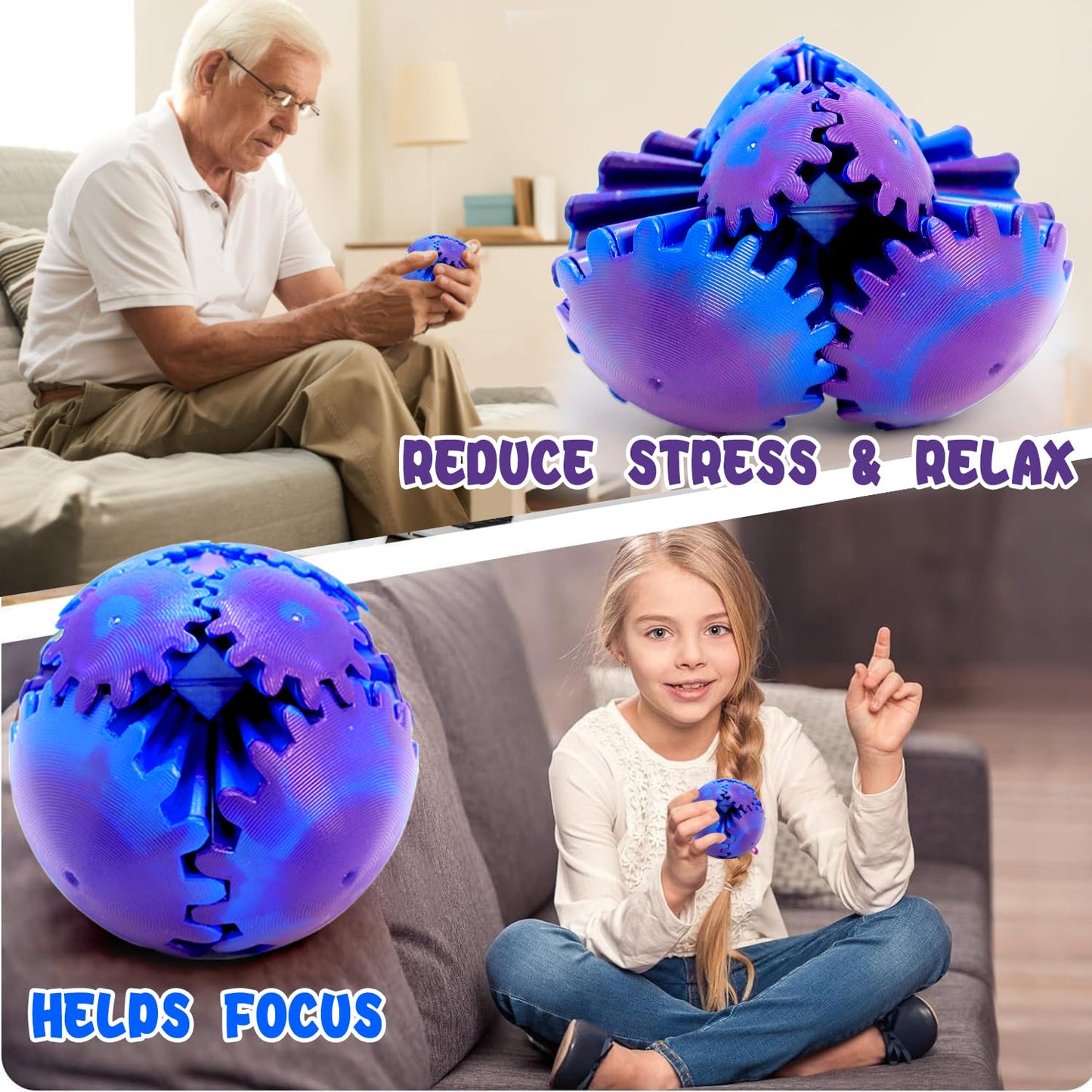 6Pack Fidget Spinner,Fidget Toys For Adults Kids Anxiety,Adhd Autism Sensory Toys,Stress Relief Fingertip Gyros,Portable Desk To