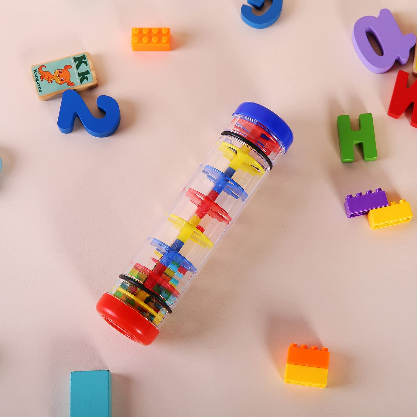 2 Pack Rainmaker Rain Stick Musical Instrument For Babies, Toddlers And Kids, 8 Inch Rainfall Rattle Tube Rainstick Shaker Toy