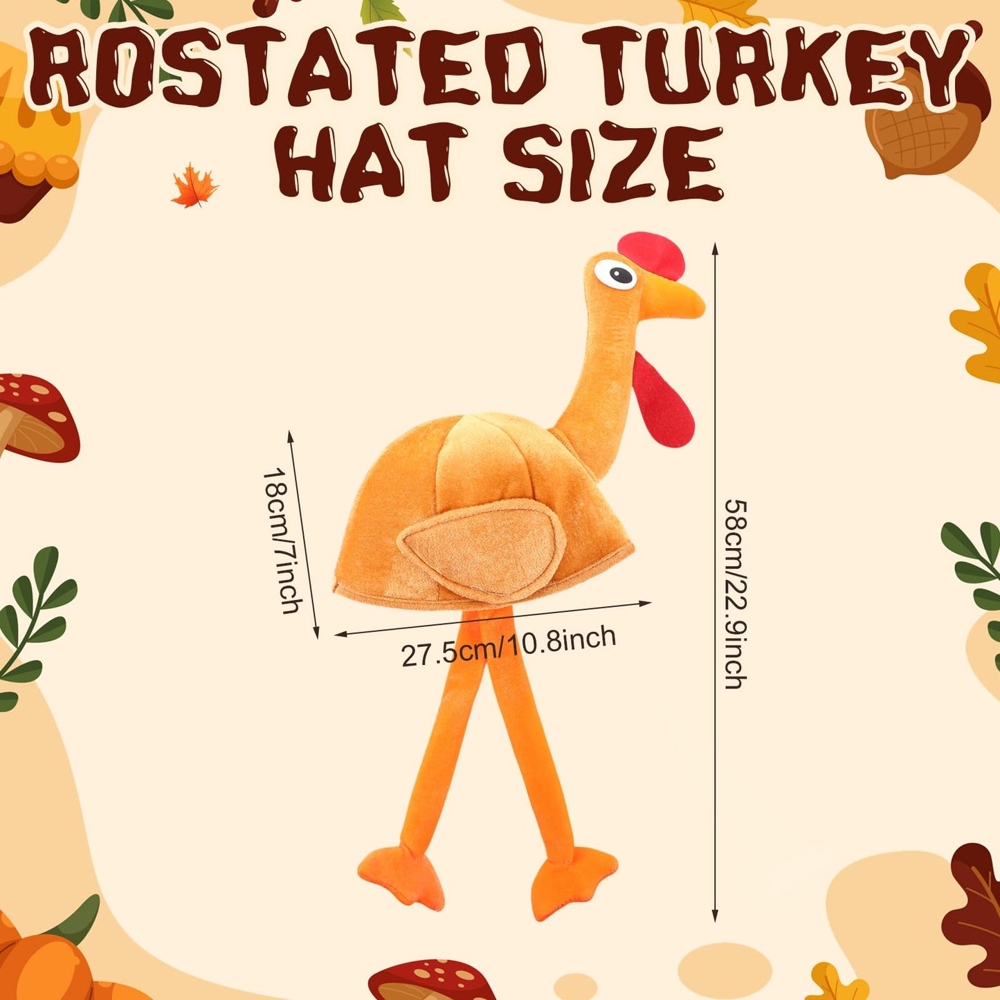 Jamntower 2 Pcs Thanksgiving Plush Turkey Hat Funny Cap Thanksgiving Party Cosplay Costume Accessory for Women Men Halloween(Bro