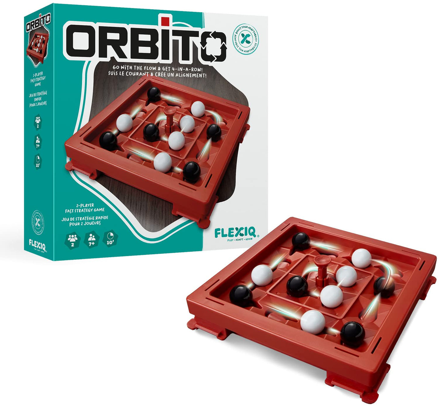 FlexiQ - Orbito - 2-Player Fast Strategy Game - Forward Thinking and Strategic Switching - Bilingual Friends and Family Game - A