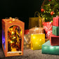 Diy Christmas Book Nook Kit, Diy Dollhouse Booknook Bookshelf Insert Decor Alley, 3D Wooden Puzzle Bookends Model Build-Creativi