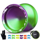 Magicyoyo V10 Black Blue Unresponsive Yoyo Professional Finger Spin Yoyo With 12 Yoyo Strings, Yoyo Case, Yoyo Glove(Purple Gree