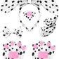 Syhood Puppy Dog Costume Set Kids Dog Ears Headband Bowtie Nose Tail Paw Gloves Puppy Animal Costume For Halloween Carnival World Book Day(Black White,Classic Style)