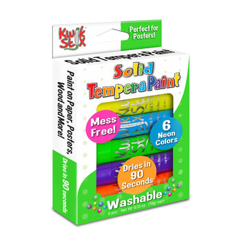 The Pencil Grip Kwik Stix NEON Solid Tempera Paint, Super Quick Drying, 6 Pack (TPG-610),Pink,Yellow,Blue,Green,Purple,Orange