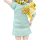 Tickles Movable Joints Cute Beautiful Eyes Fashionable Flower Frock Dress Doll For Kids Girls (Size: 30 Cm Color: Green)