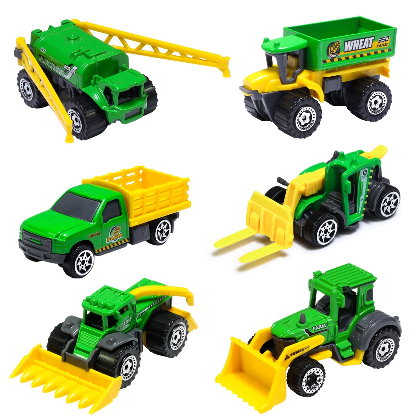 Oriate Children Diecasting Farm Car Toy Set 6pcs, Harvester, Transporter, Truck, Sprayer Small Farm Toys, Mini Cars Model Christ