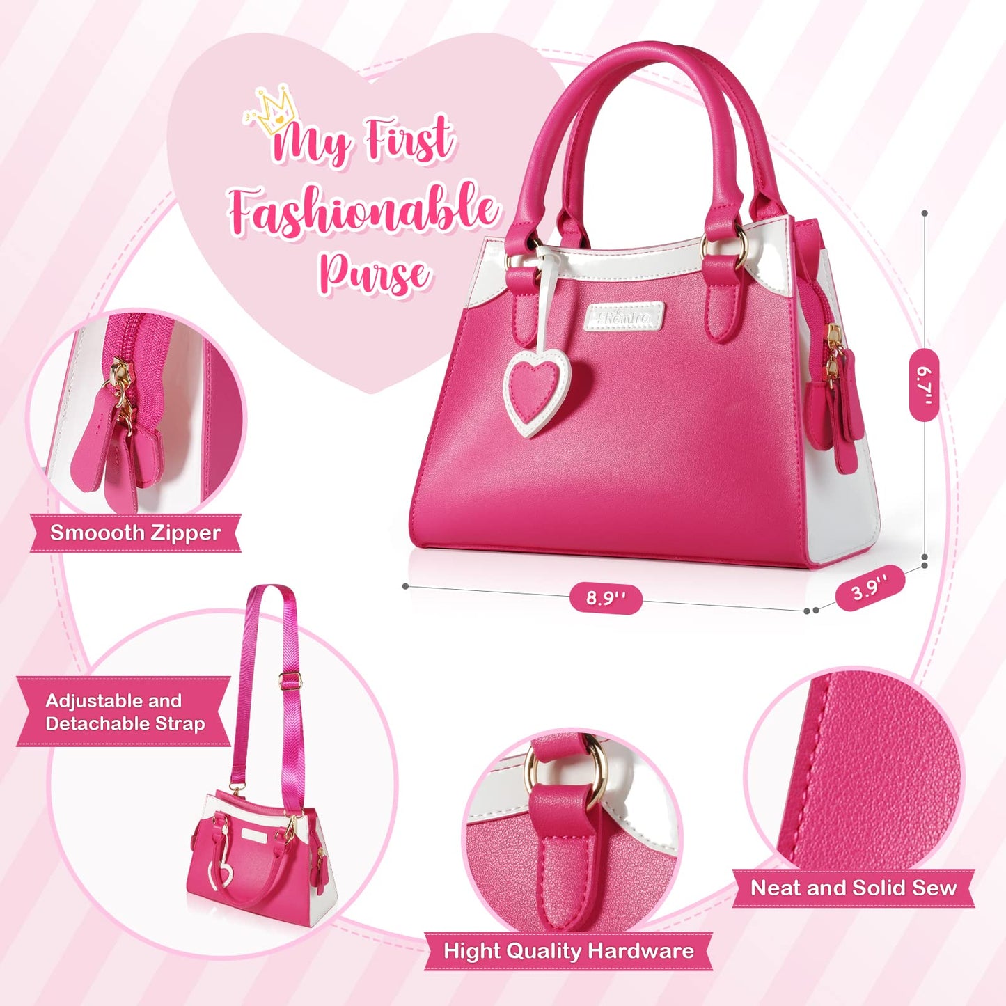 Shemira Play Purse for Girls, Toddler Toy Purse with Accessories, Ages 3-8, Model SH-PURSE2022, Perfect Gift for Little Princesses
