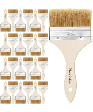 Bates- Chip Brushes, 4 Inch, 24 Pack, 4 Inch Paint Brushes with Ergonomic Wooden Handle, Natural Bristle