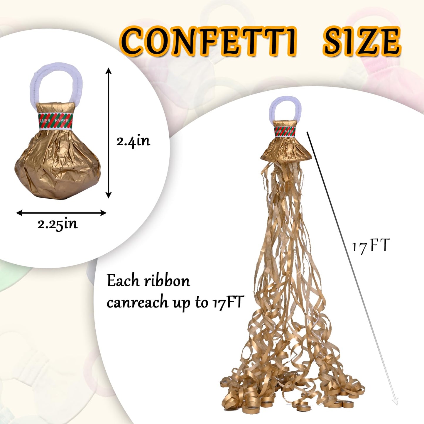 12 Pack Golden Streamer Poppers, No Mess Confetti Poppers,Party Poppers No Mess Streamers Easy to Clean Handheld Streamer Cannon