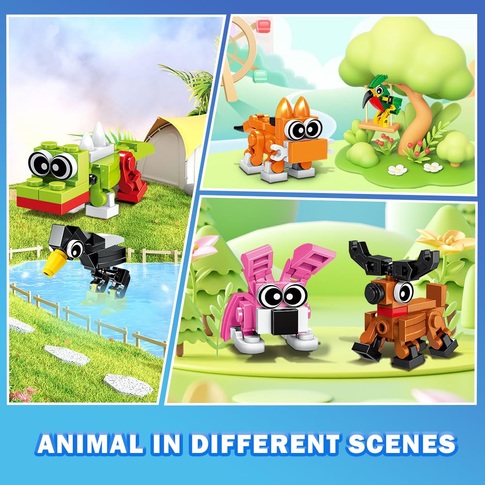 Hogokids Party Favors For Kids, 20 Pack Animals Building Block Toy, Easter Gifts Goodie Bags Stocking Stuffer Classroom Prizes Building Set, Christmas Birthday Gift For Boys Girls Ages 6-12+