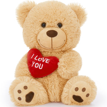 Maogolan Small Teddy Bear With Red Heart, 12' I Love You Valentines Teddy Bear Stuffed Animal,Velvet Red Heart Bear Gift For Kids,Girlfriend,Wife