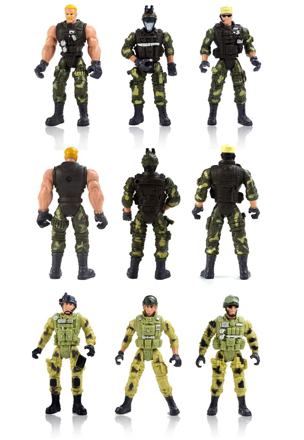 PowerTRC US Army Men SWAT Team Soilders Military Toys Action Figures with  Gear Accessories  Army Toys Play set for Kids Boys (12 Pcs  4 in)