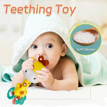 Baby Music Rattle, Teething Toys For Infants 6-12-18 Months Toddlers, Light-Up & Chew Sensory Toys For Baby Boy Girl Gifts (Gira