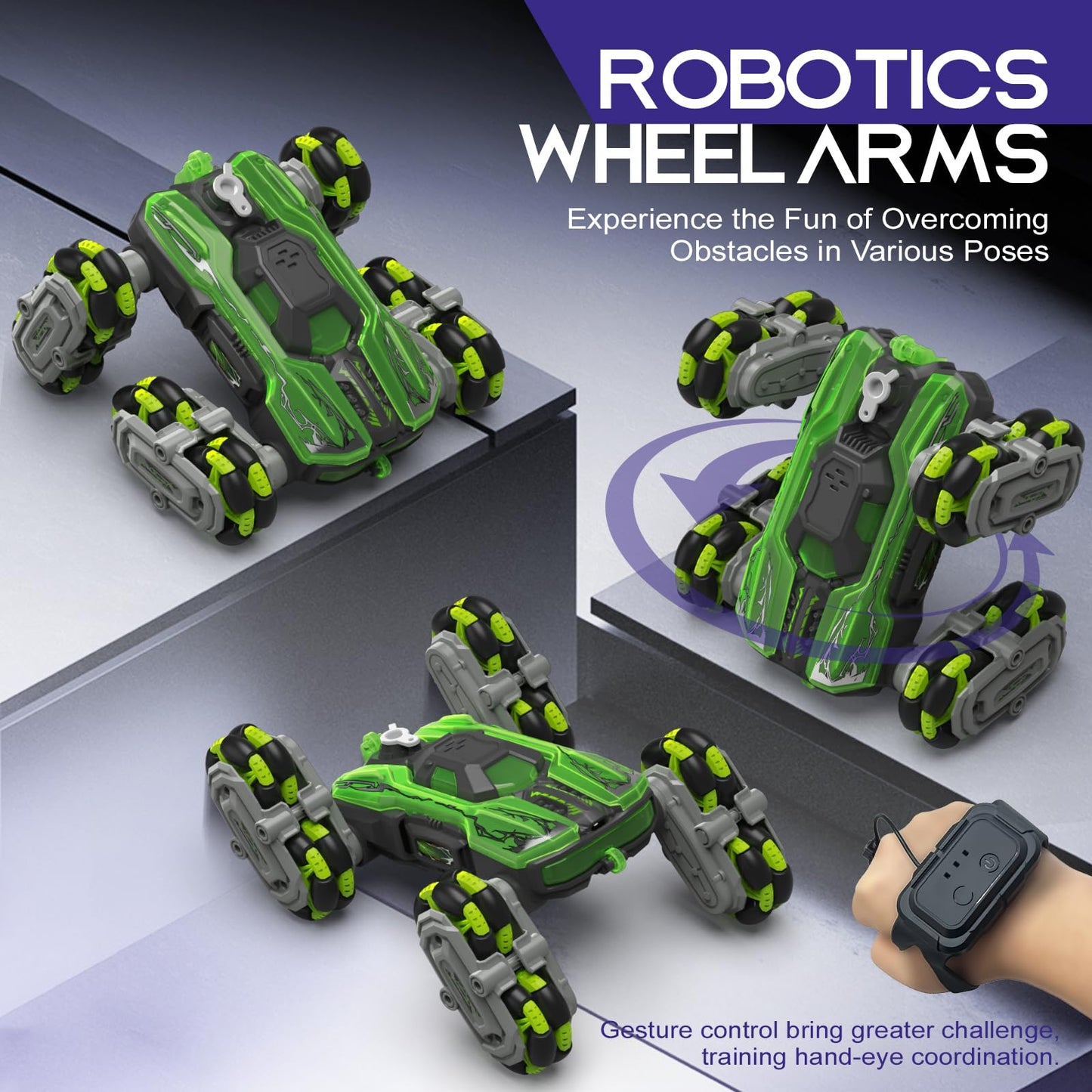 LECPOP 8WD Remote Control Car, 2.4GHz Gesture Sensing RC Stunt Car Double-Sided Driving Climbing Toy for Kids 9 10 11 12 Year Ol