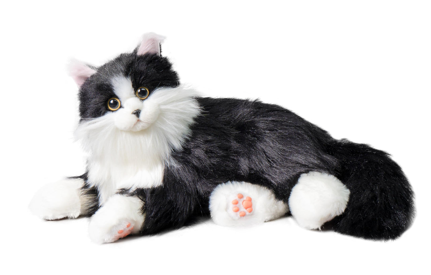 Chongker Interactive Cat Plush Toy - Weighted Stuffed Animal with Voice Response, Realistic Heartbeat & Purring, Black Color