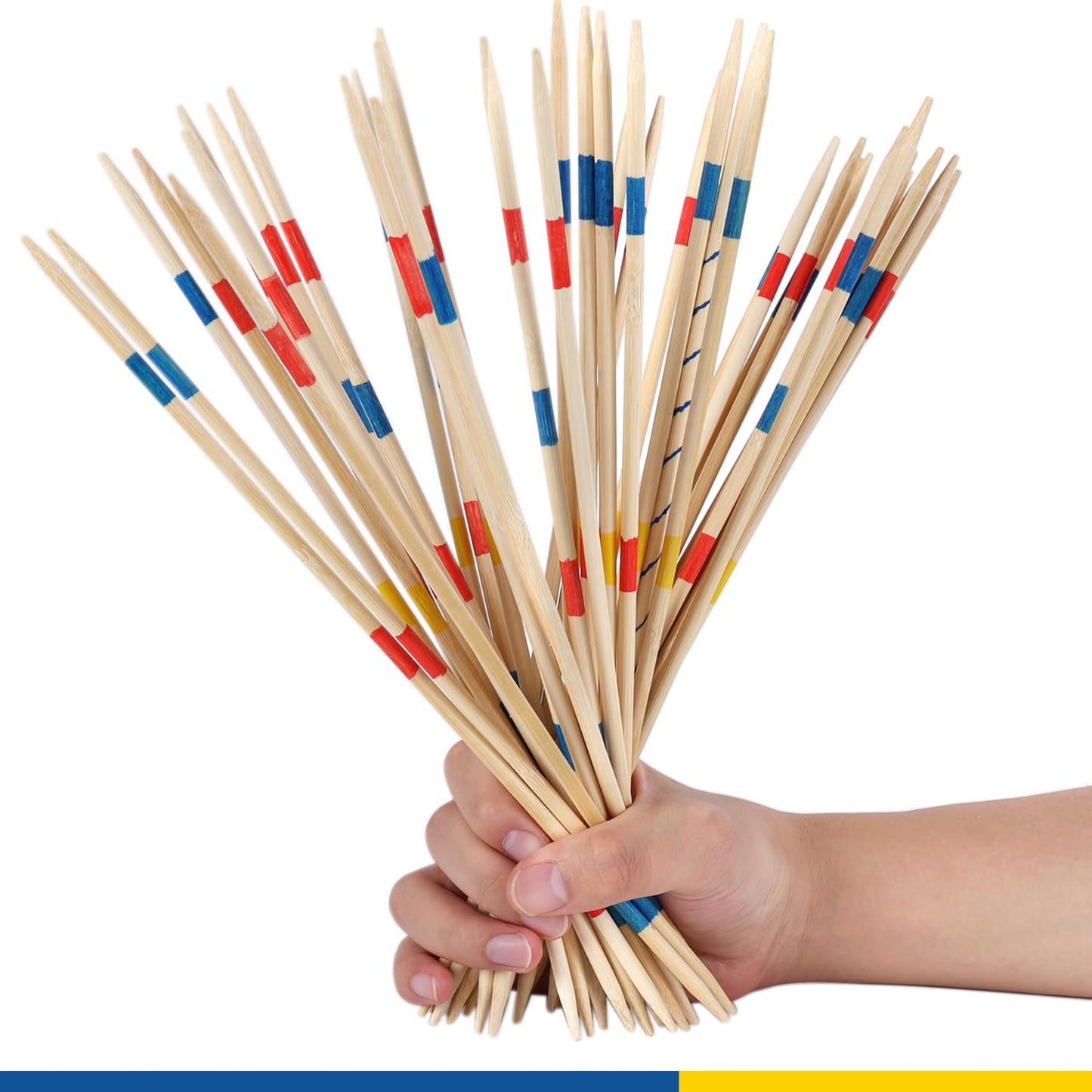 Offelec Bamboo Pick Up Sticks Game With 1 Cloth Bag, 41Pcs 12 Inch Long, Fun Family Board Game For Adults And Kids