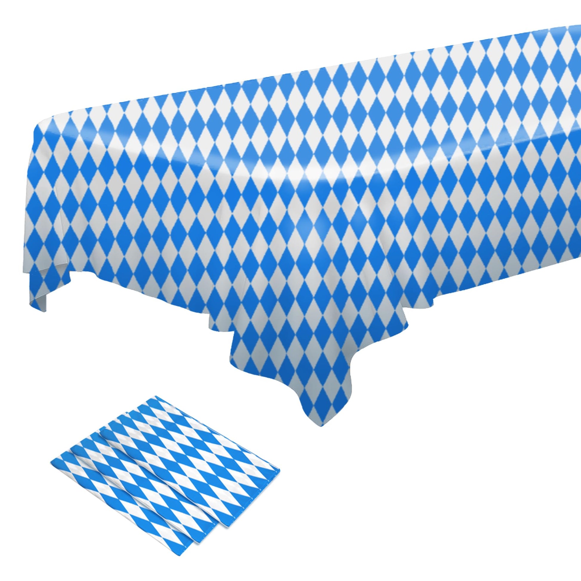Iceyyyy 3 Pieces Oktoberfest Tablecover - 54 x 108 Oktoberfest Bavarian Flag Check Table Cloth Blue Diamonds Bavarian Tablecover