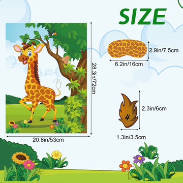 Astaron 2 Sets Pin The Tail On The Giraffe For Safari Jungle Animal Party Game Zoo-Themed Birthday Party Supplies 2 Posters 21'X 28' With 48Pcs Tail Stickers Kids Wall Home Decor