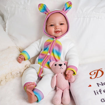 Jizhi Baby Dolls, 17Inch Soft Body Realistic Baby Doll Cute Smiling Real Life Baby Dolls Girl With Bunny Clothes And Accessories For 3+ Year Old Girls Cuddling, Playing&Collection