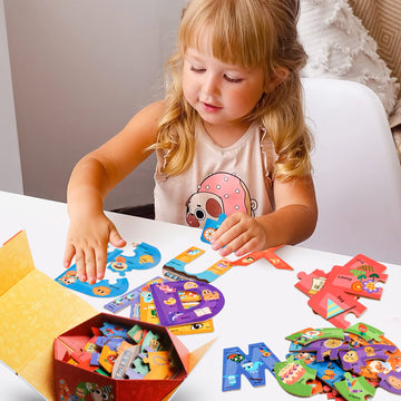 Naodongli Wooden Alphabet Puzzles For Toddlers Ages 3+,Montessori Preschool Learning Abc Sight Words Letter Puzzle For Toddlers,Learning Toys Easter Birthday Gift For Kindergarten Boys Girls