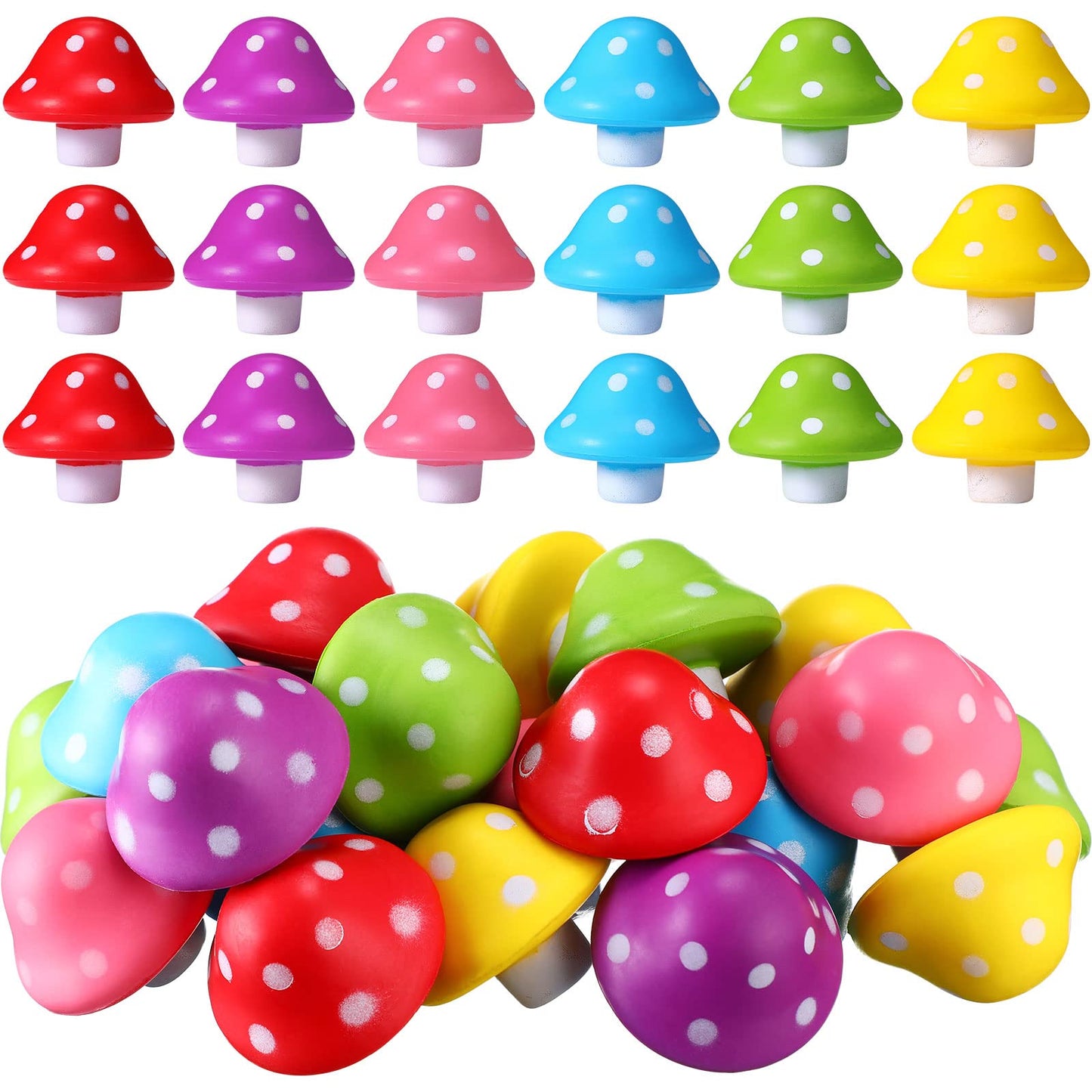 Jerify Mushroom Stress Balls PU Foam Stretchy Balls Stress Relief 1.57 Inch Mini Toys for mature-themeds Mushroom Shape Balls mature-themed Fidget Toys for Anxiety Relaxing