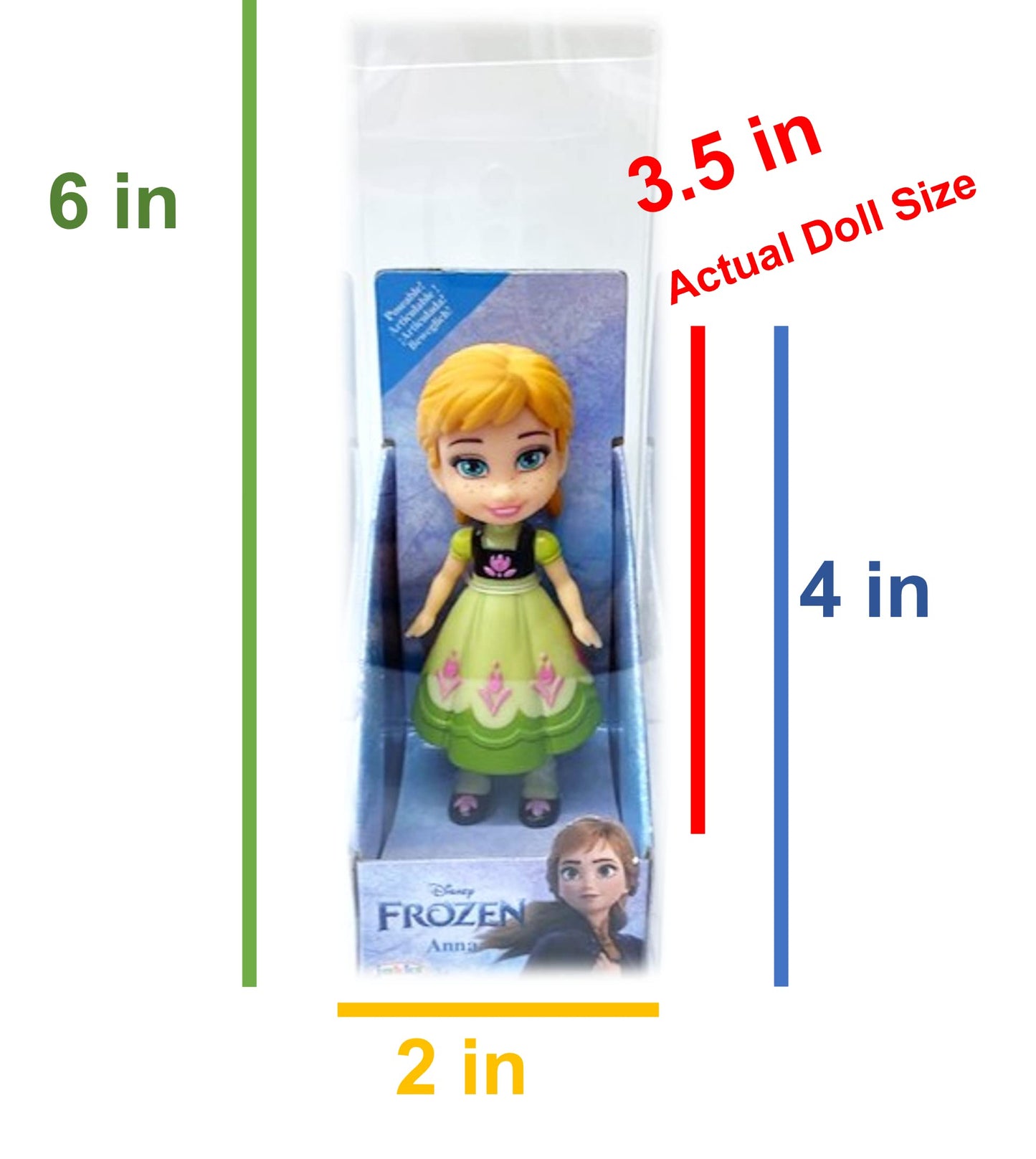 Amarina Packed In Clear Box For Gift Frozen Mini Poseable 3.5 Inches Doll Choose From All 14 Style Frozen Characters (Anna Green