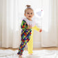 Aiwpstoin Toddler Baby Clown Costume Boy Girl Funny Halloween Outfit Contrast Color Long Sleeve Jumpsuit with Hat (Yellow, 3-4T)