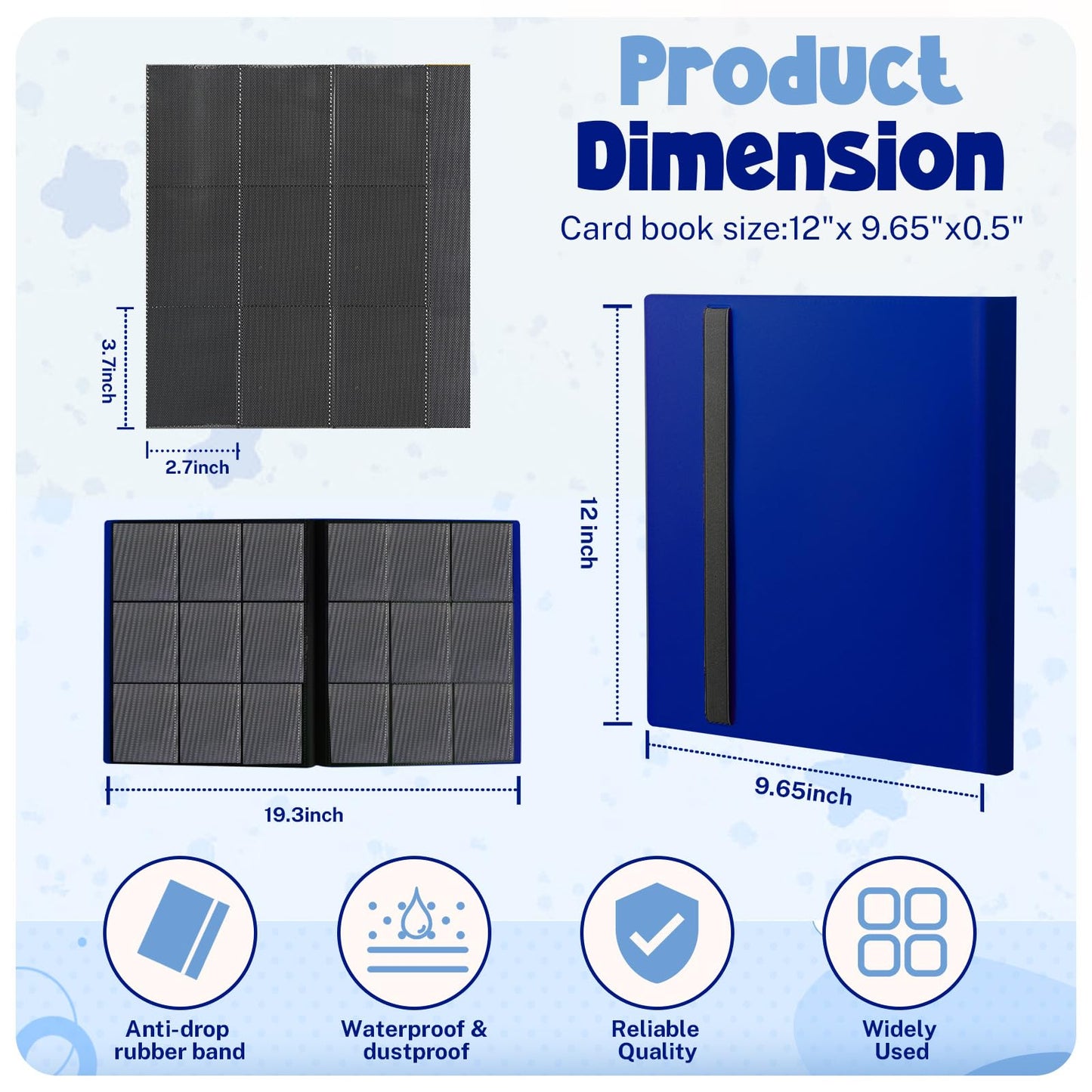 Card Binder  9 Pocket Trading Card Album Folder 20 Pages  360 Card Capacity Sports Card Binder  enhanced Card Binders Compatible with MTG  TCG  Baseball Cards (Cobalt)