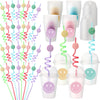 Yaomiao 32 Pack Smile Face Sipper Cups with Straws and Lids, 12 oz Clear Plastic Cups Happy Face Party Cups with Dome Lids Happy