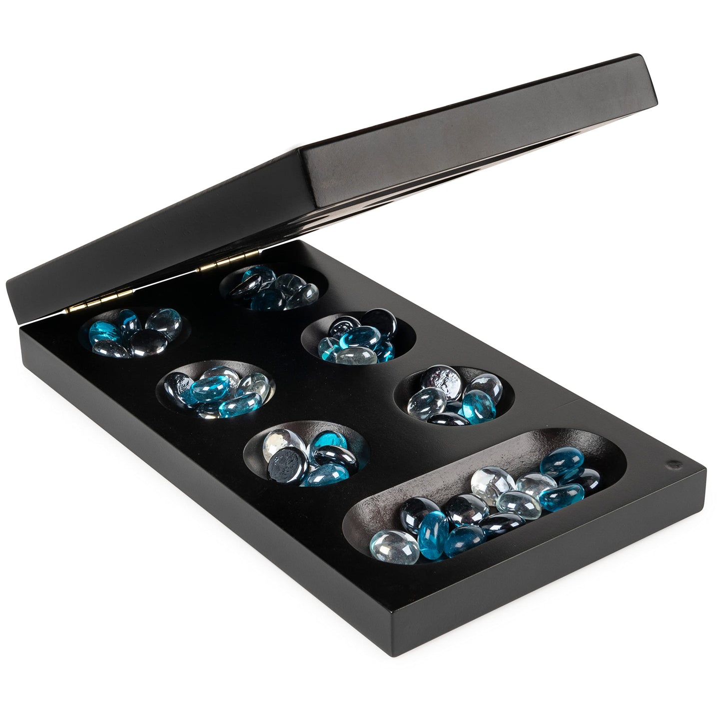 Spin Master Games Legacy Deluxe Mancala - Classic Wooden Board Game with Colorful Glass Stones, Ages 8+, Model 6045357