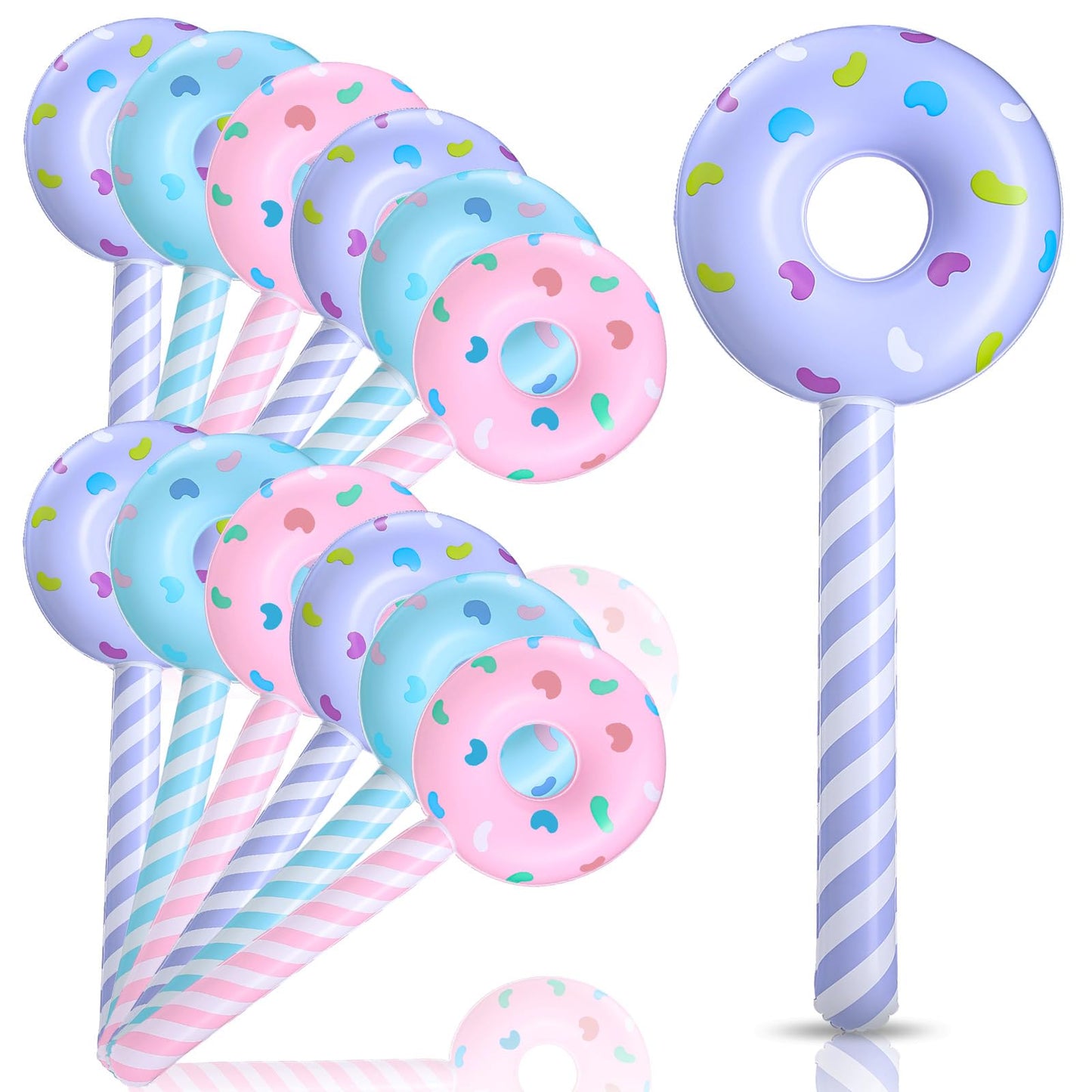 Jenaai 12 Pcs Candyland Birthday Party Decorations Inflatable 33 Inch Lollipop Stick Large Candy Float Donut Shape Balloons Vale