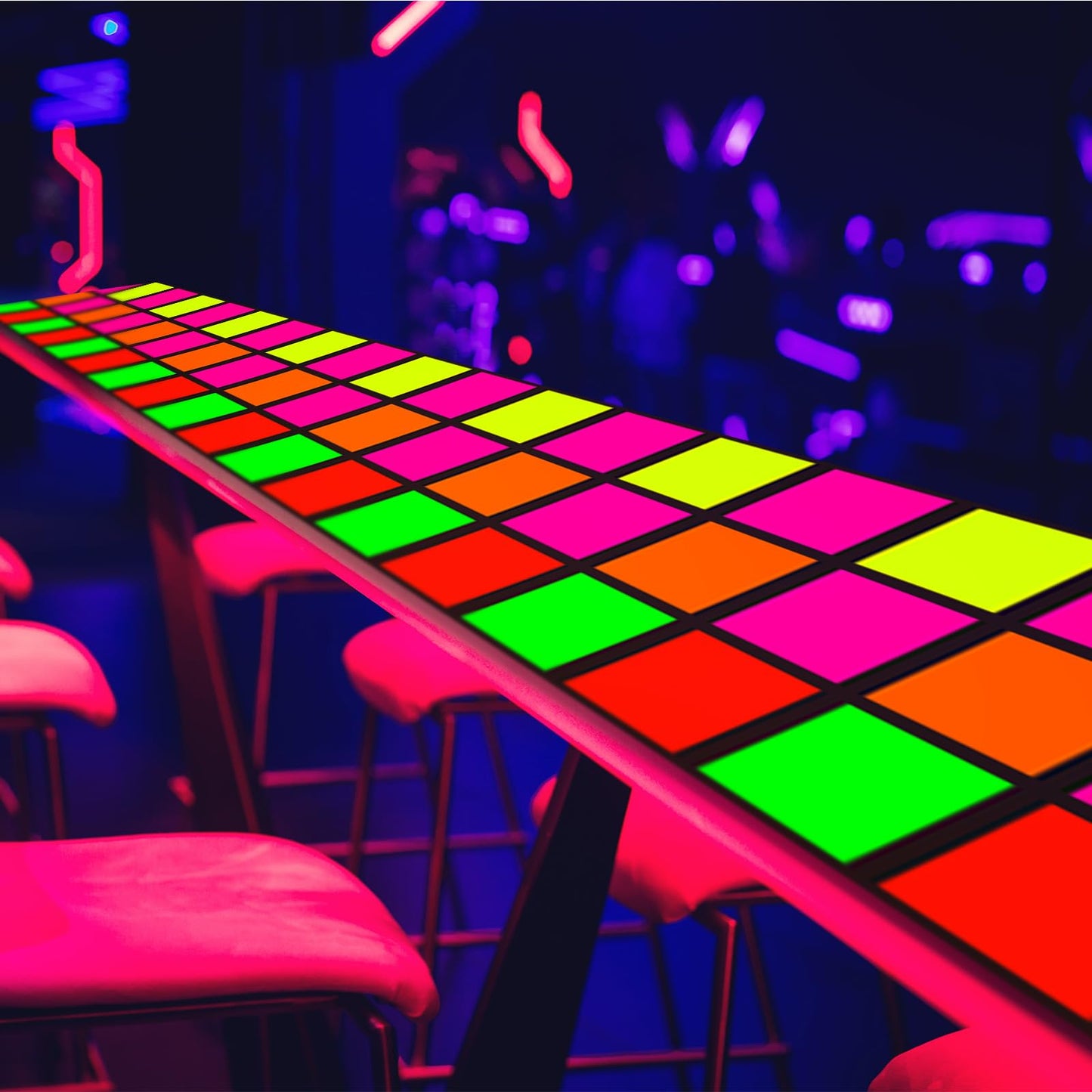 Haull 236 x 39 Inch Neon Light up Dance Floor Aisle Runner Glow in The Dark Blacklight Neon Party Decorations UV Reactive Fluore