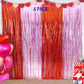 EUFARS Valentines Day Party Decorations - 4 Pack of 3.2x8.2ft Red Pink Foil Fringe Curtains Streamers Backdrop for Birthday Gale