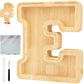Bitreeworks Letter Piggy Bank, Personalized Wooden Coin Banks, Large Wood Money Peny Bank for Adults (9'', Alphabet E)