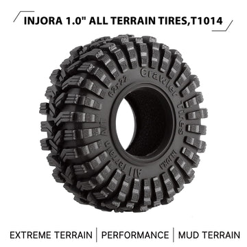 INJORA 1.0 Tires - All Terrain Super S5 King Trekker Soft Sticky Tires for 1/18 TRX4M 1/24 RC Crawler Axial SCX24 FMS FCX24 Endu