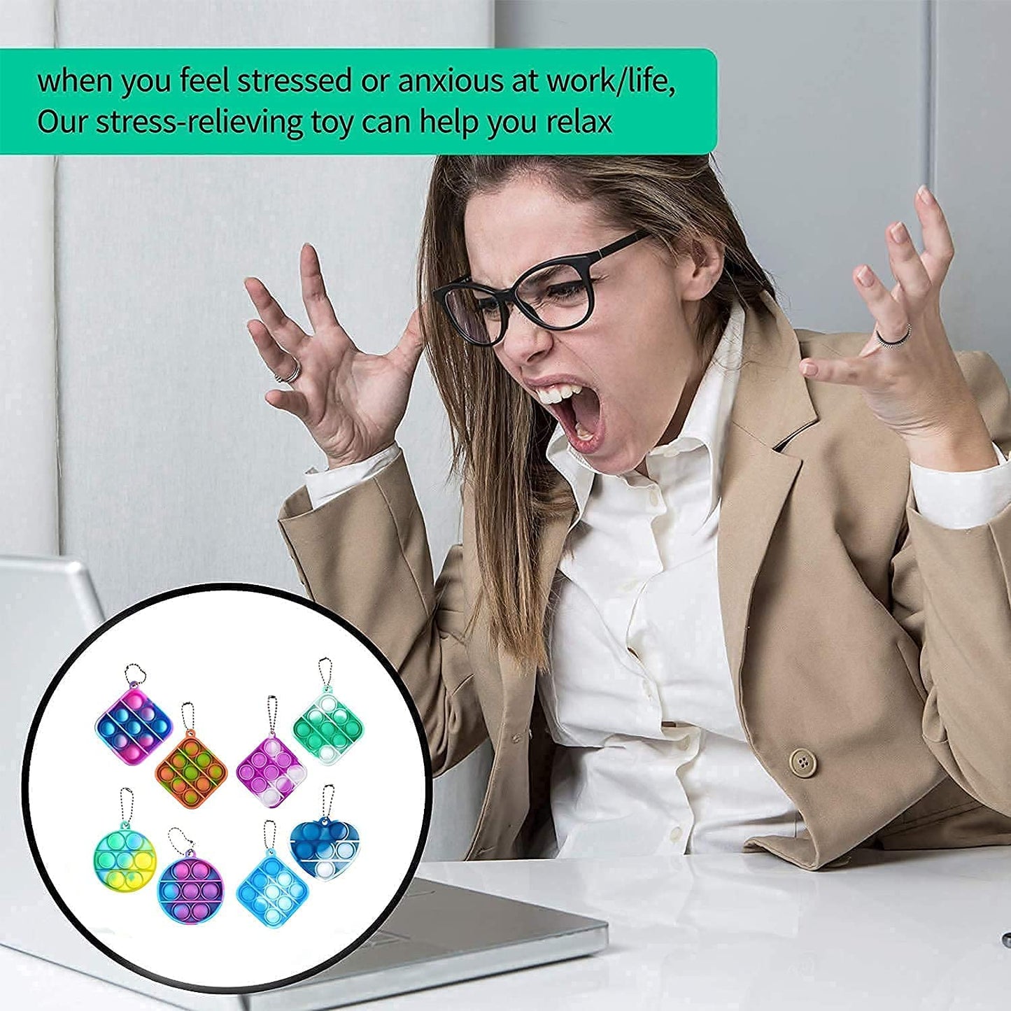 300 pcs Random Color Mini Squeeze Pop Bubble Fidget Sensory Toys  Mini Keychain Wrap Small Relieve Anxiety Stress Toy  Pop Bulk Silicone Classroom Prize for Kids mature-themed Party Gift