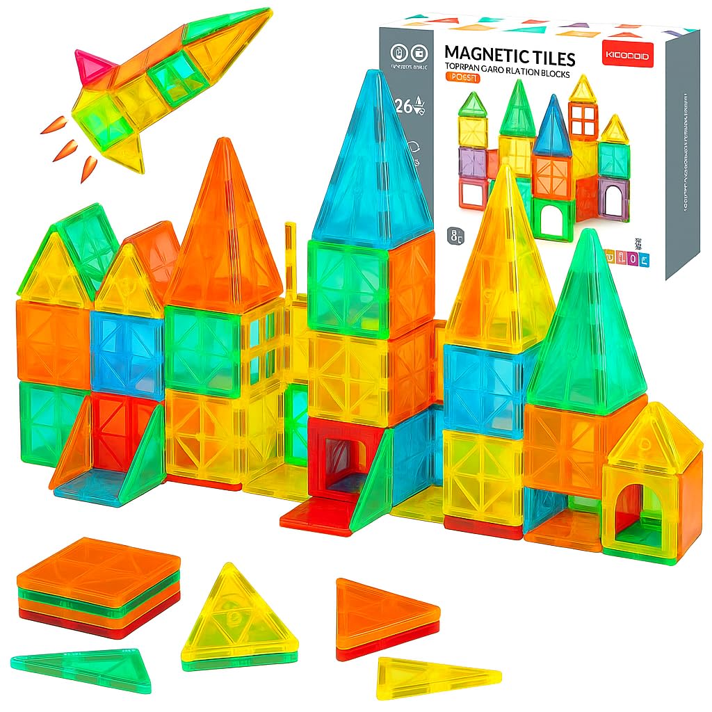 Royals hub Magnetic Tiles for Kids | Magnetic Building Blocks 3 4 5 6 7 8 Years | Constructing & Creative Learning Educational B