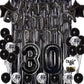 Joymemo 30Th Birthday Decorations Black - Dirty Thirty Foil Balloon & Cake Toppers, Happy Birthday Banner, Black Star Confetti Balloons, Foil Fringe Curtain For Men Women Thirty Bday Party Supplies