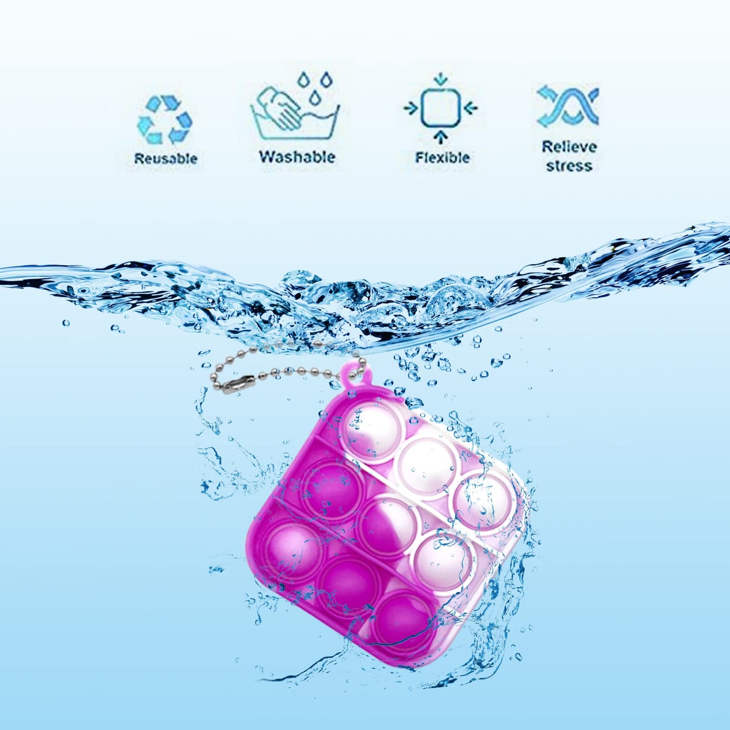 Lahand 50Pcs Mini Pop Keychain Simple Silicone Stress Relief Fidget Hand Toys Push Bubble Wrap Pop Toys Anxiety Stress Reliever