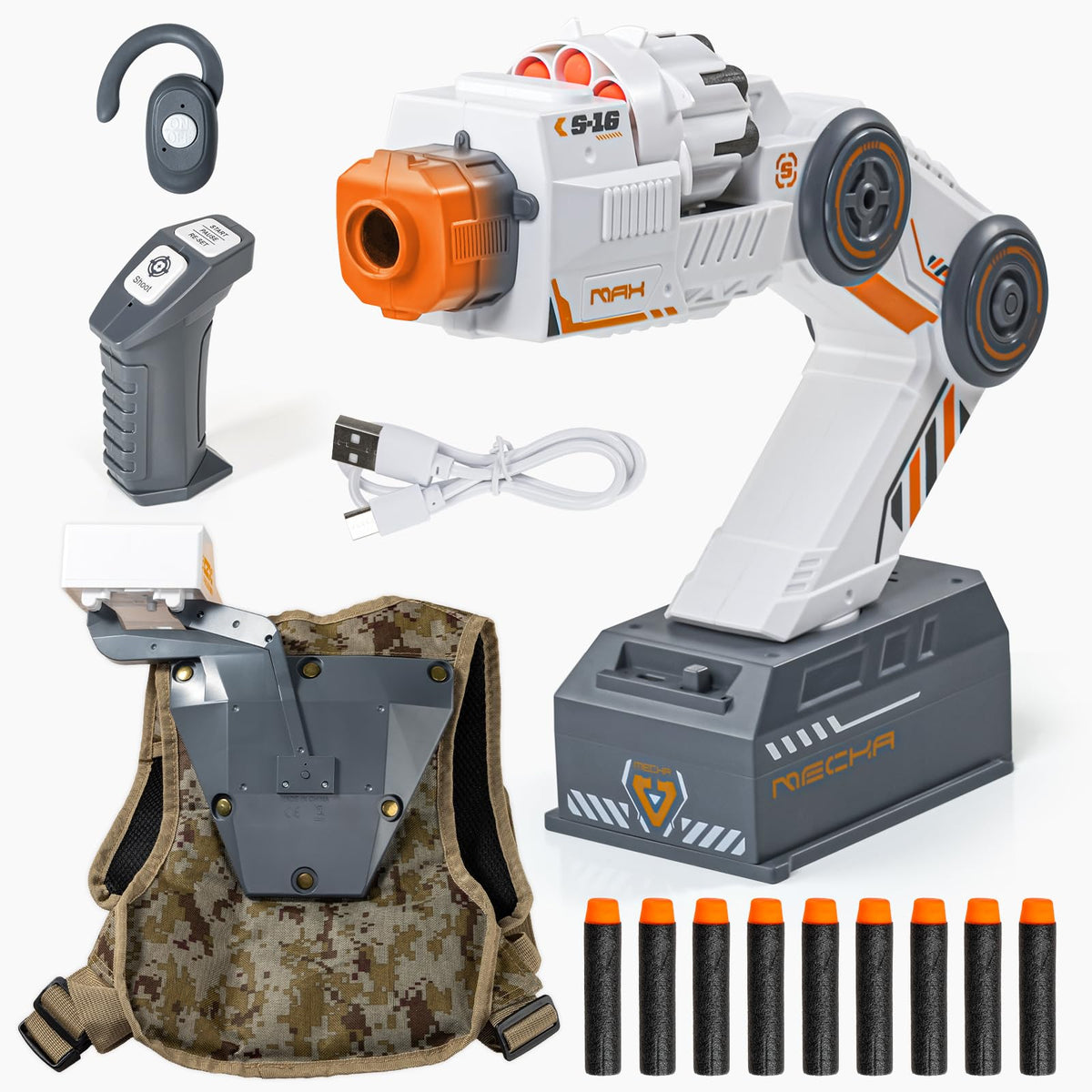 Robot Arm Blaster Toy,Foam Dart Target Game Gift for Boys Age 6 7 8 9 10