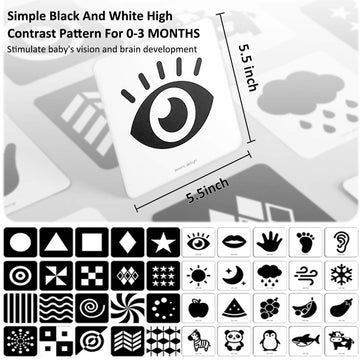 Beiens High Contrast Baby Flashcards, Newborn Brain Development Toys, Visual Stimulation Learning Activity Cards, 20 Pcs 40 Pages 5.5'' X 5.5'' Educational Infants Gift