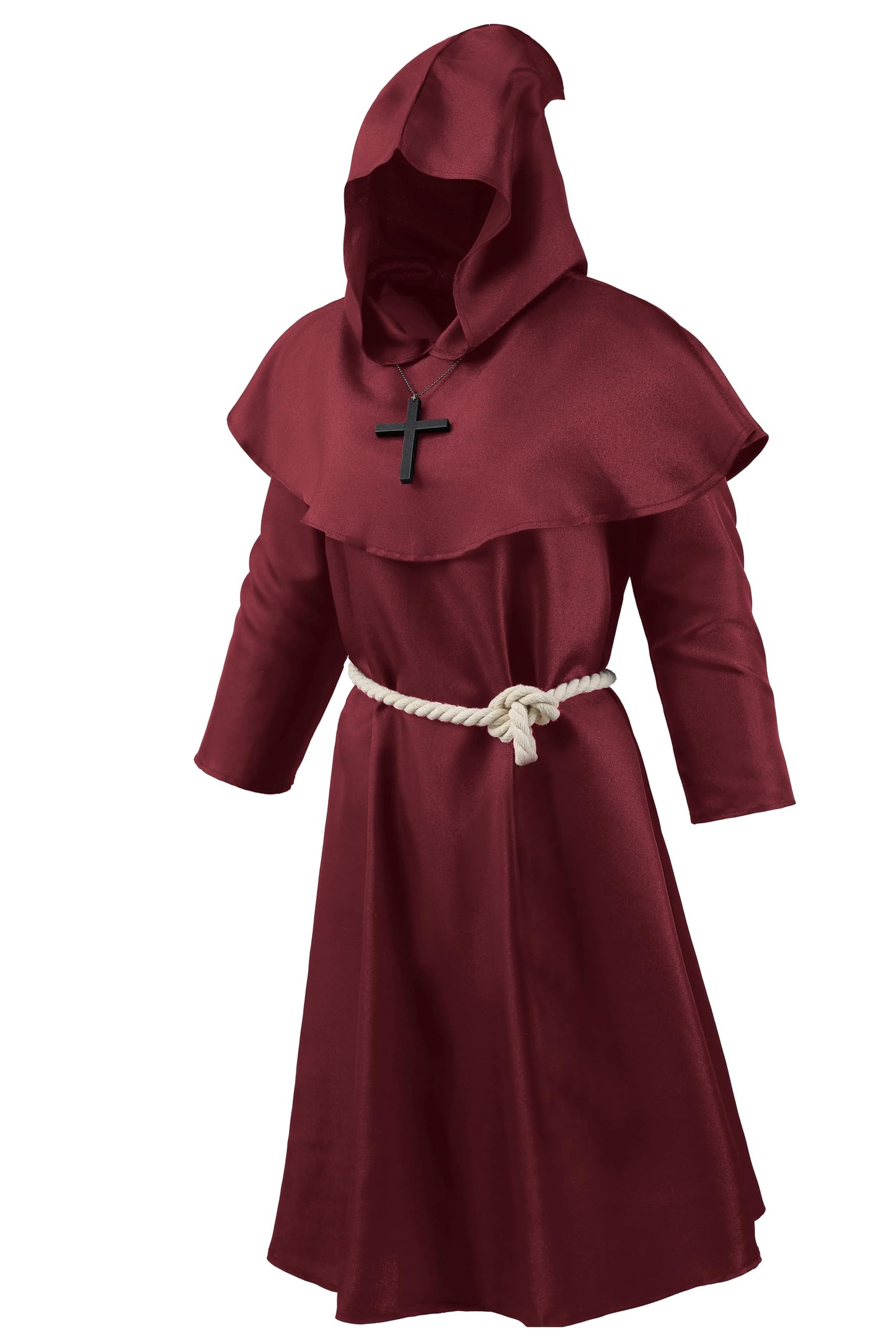 Knelor Monk Costume For Kids, Medieval Monk Hooded Robe Renaissance Priest Robe Cloak Halloween Cosplay Costume
