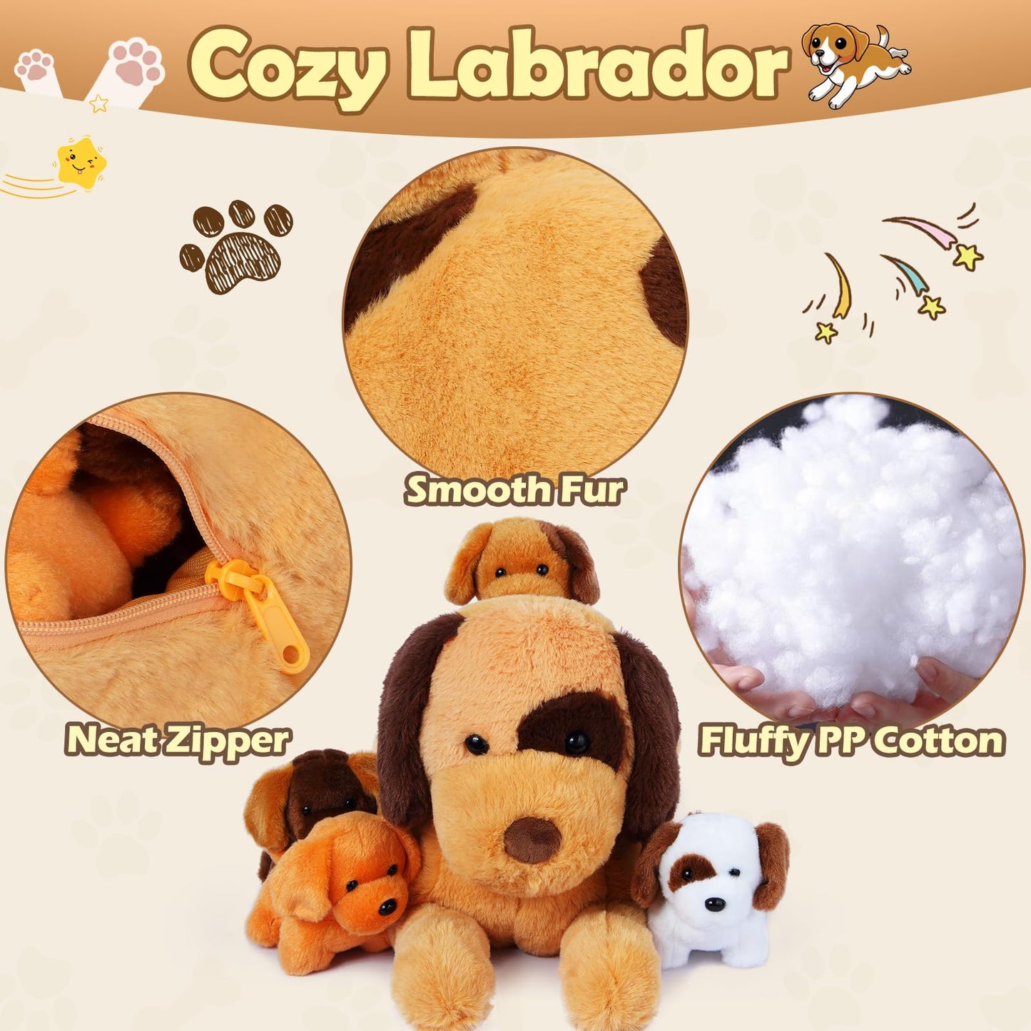 Sodwef 5 Pcs Cute Dog Stuffed Animals,Dog Plush For 3+ Years Girls And Boys,Soft Plush Toys For Kids Puppy Lover Boys Christmas
