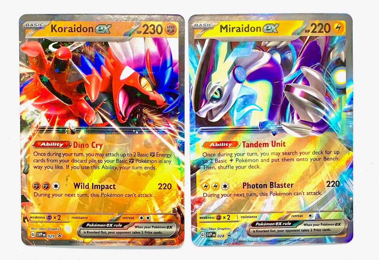 Pokemon Card Lot - Miraidon Ex & Koraidon Ex - Scarlet & Violet - SVP028 & SVP029 - Black Star Promo