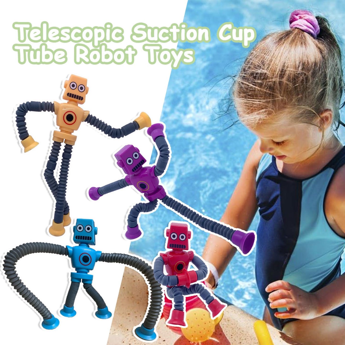 Whongkidz Pop Tubes Robot Fidget Toys 12 Packs Telescopic Suction Cup Stretchy Robots Toys Autism Sensory Shape Changing Toys Fo