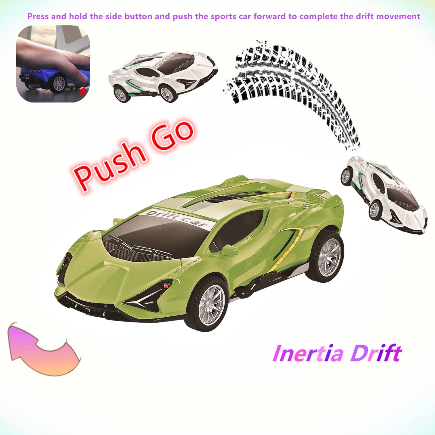 Johehe 2 Pack Race Cars Pull Back, Push Go Inertial Drift Car Models For Toddlers - 3+ Year Old Toys For Kids Ages 4-8 - Perfect