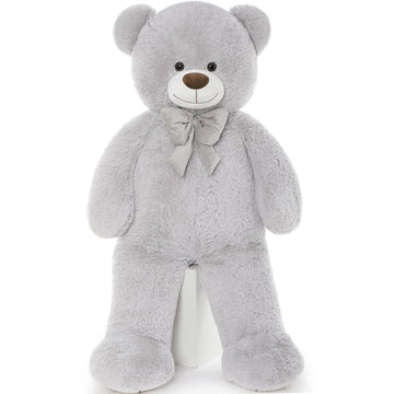 Tezituor Big Teddy Bear 4 Feet, Soft Giant Stuffed Animal Life Size 47 Inch Plush Bear Toy Valentines Christmas Birthday Gift For Girlfriend Kids,Grey