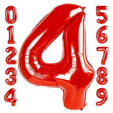 Number Balloon 40 Inch Red 4 Balloon, New Years 2024 Graduation Decorations, Number 4 14 24 40 44 45 Large Balloon Birthday Part