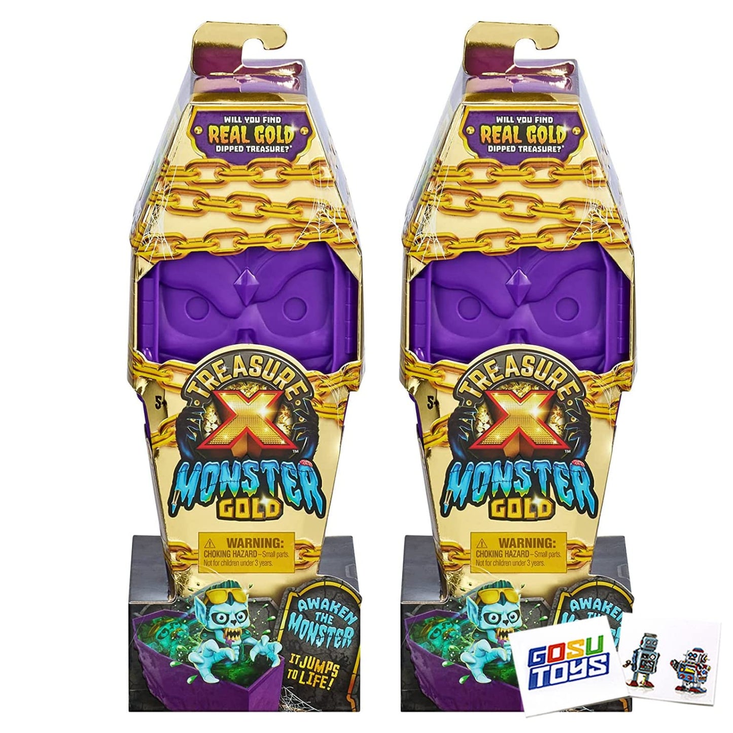 Treasure X Monster Gold 5 Inch Figure (2 Pack) Awaken The Monster with 2 Gosutoys Sticker